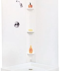 E. L. Mustee Mustee Durawall 42"W X 42"D X 71-1/2"H White Shower Wall Surround (3-Piece)