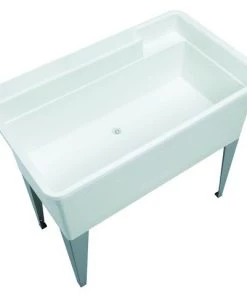 E. L. Mustee Mustee® UtilaTub® 40"W X 24"D White Polypropylene Floor-Mount Laundry/Utility Sink