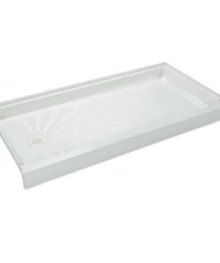 E. L. Mustee E.L. Mustee Caregiver ShowerTub 60"W X 30"D White Single Curb Shower Base With Left Drain