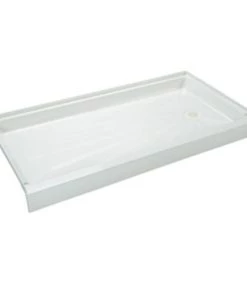 E. L. Mustee E.L. Mustee Caregiver ShowerTub 60"W X 30"D White Single Curb Shower Base With Right Drain