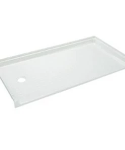 E. L. Mustee E.L. Mustee CareGiver 60"W X 30"D White Barrier-Free Shower Base With Left Drain