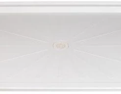 E. L. Mustee E.L. Mustee CareGiver 65"W X 38"D White Barrier-Free Shower Base With Center Drain