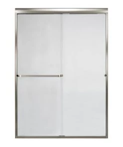 E. L. Mustee E.L. Mustee Stylemate 47"W X 69"H Brushed Nickel Semi-Frameless Sliding Shower Door With Clear Glass