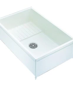 E. L. Mustee Mustee® 36"W X 24"D White Fiberglass Mop Service Basin For 3" DVW