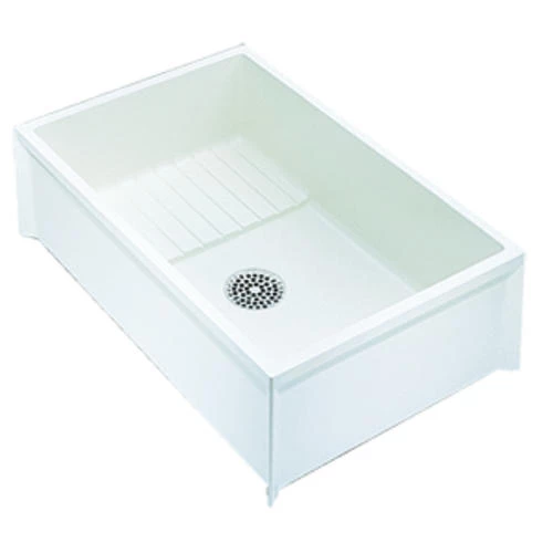 E. L. Mustee Mustee® 36"W X 24"D White Fiberglass Mop Service Basin For 3" DVW 3 E. L. Mustee Mustee® 36"W X 24"D White Fiberglass Mop Service Basin For 3" DVW