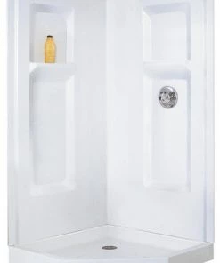 E. L. Mustee Mustee Durawall 38"W X 38"D X 73-1/4"H White Corner Shower Wall Surround (3-Piece)