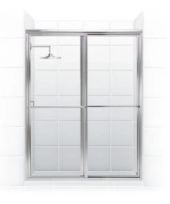 E. L. Mustee E.L. Mustee Stylemate 47"W X 69"H Chrome Framed Sliding Shower Door With Clear Glass