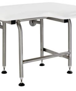 E. L. Mustee E.L. Mustee CareGiver® 26" White Wall-Mount Shower Seat With Legs (Left)