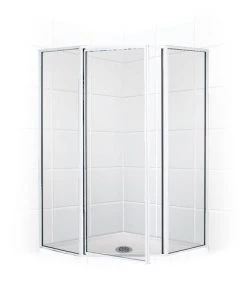 E. L. Mustee E.L. Mustee Stylemate 24.375" X 70" Chrome Framed Pivot Neo-Angle Shower Enclosure With Clear Glass