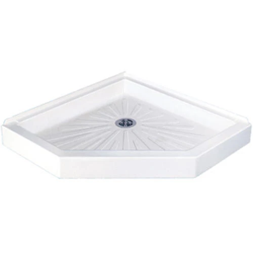 E. L. Mustee E.L. Mustee Durabase 42"W X 42"D White Neo-Angle Shower Base With Center Drain 3 E. L. Mustee E.L. Mustee Durabase 42"W X 42"D White Neo-Angle Shower Base With Center Drain